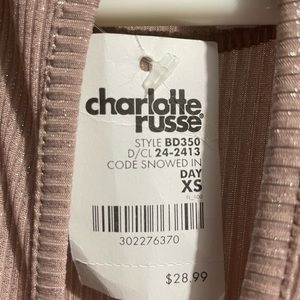 Charlotte Russe, rose gold dress.
